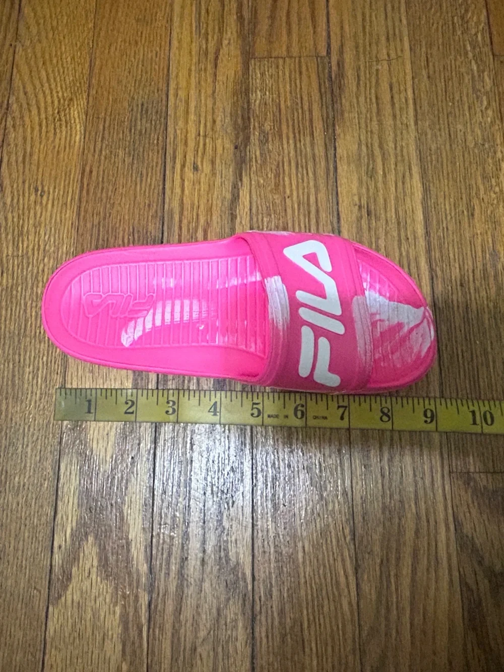 Fila Kids Pink Tie-Dye Logo‎ Slide Sandals Cushioned Footbed Size 3 New